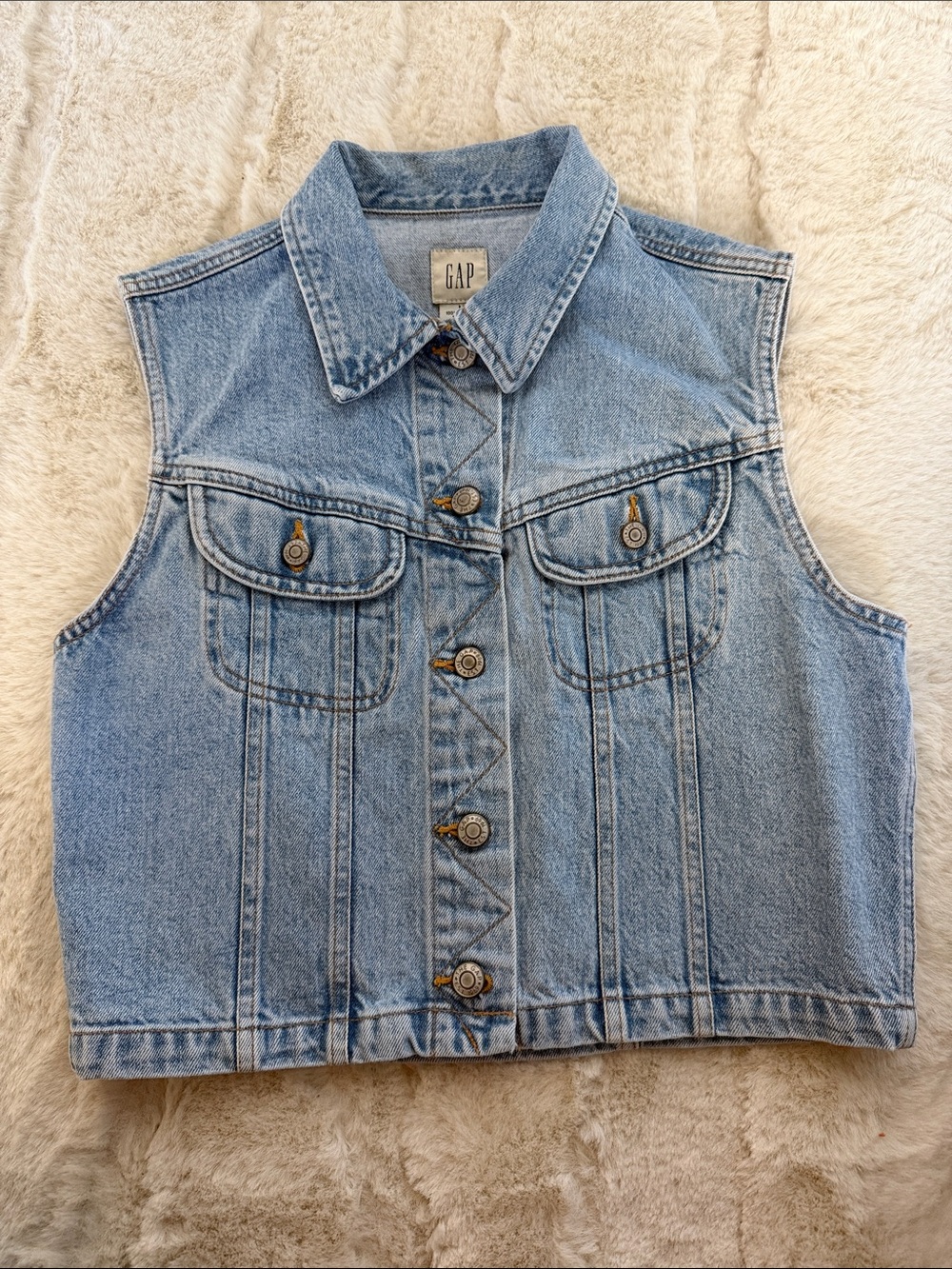 GAP Light Blue Denim Button-Front Vest